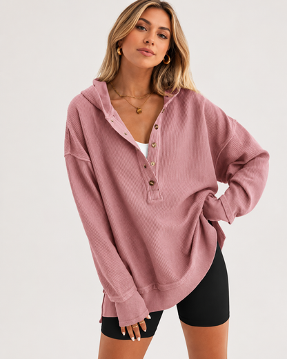 Amara Oversized Ribbed Hooded Pullover