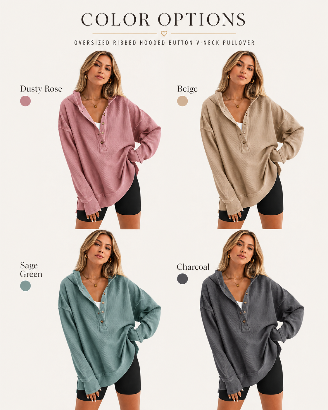 Amara Oversized Ribbed Hooded Pullover