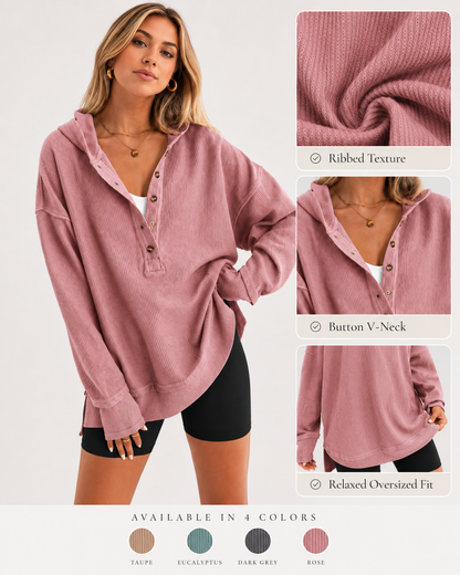 Amara Oversized Ribbed Hooded Pullover