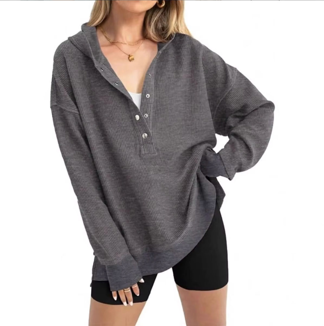 Amara Oversized Ribbed Hooded Pullover