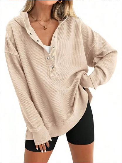 Amara Oversized Ribbed Hooded Pullover